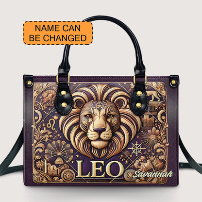 Leo Zodiac - Personalized Leather Handbag - Customize Gift For Her ZOD06