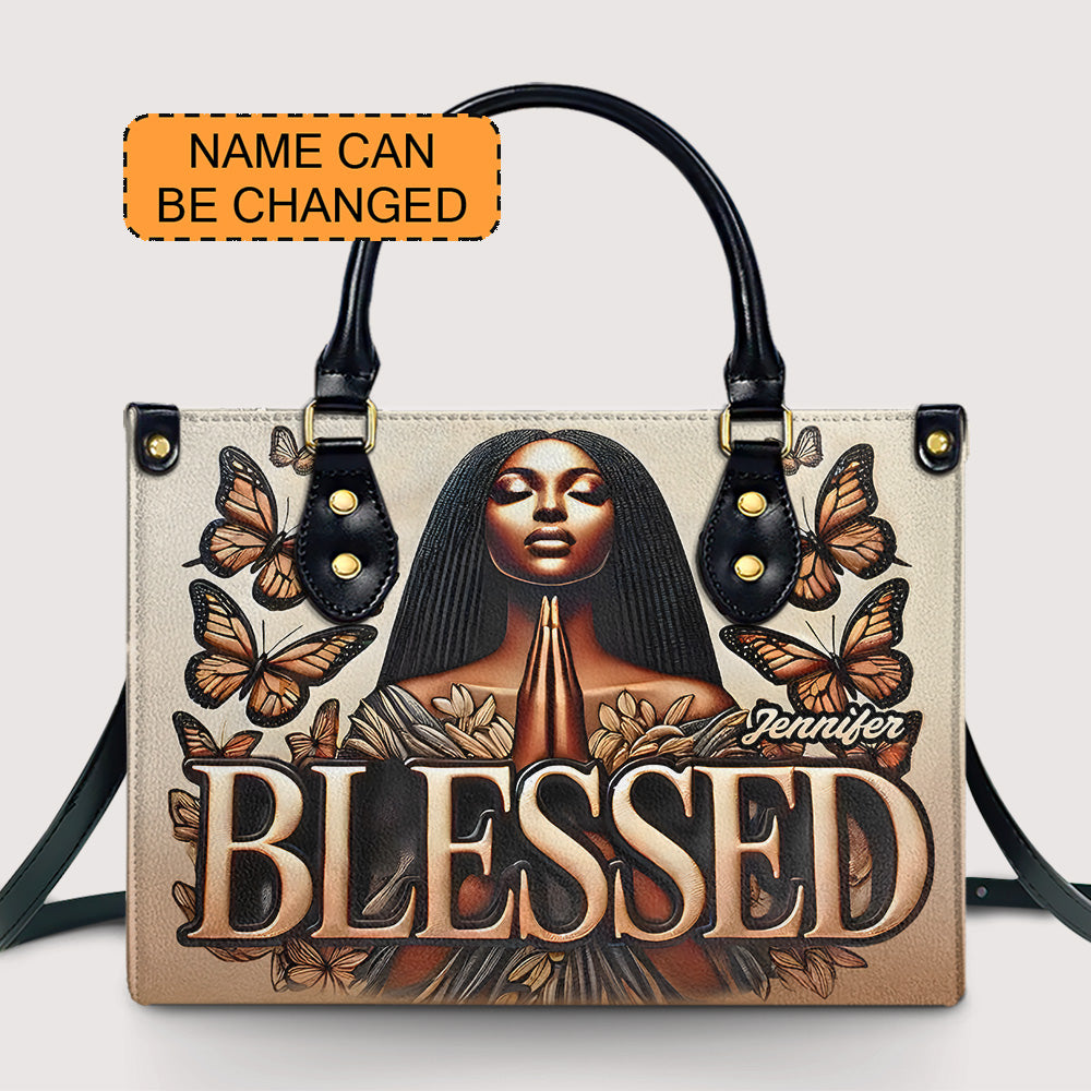 BLESSED - Personalized Leather Handbag - Customize Gift For Her CHR01