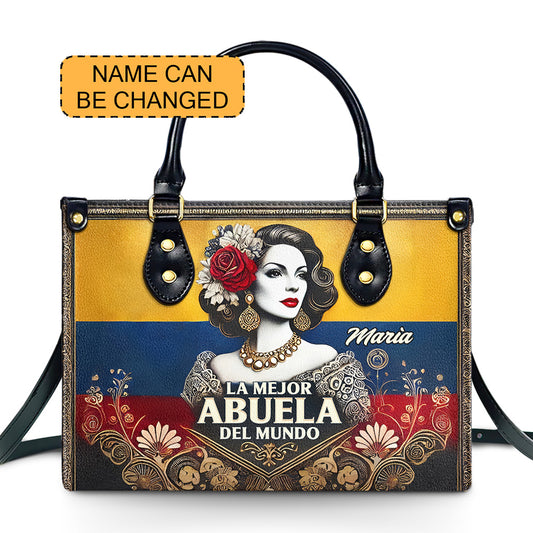 La Mejor Abuela Del Mundo - Personalized Leather Handbag - Customize Gift For Her COL07