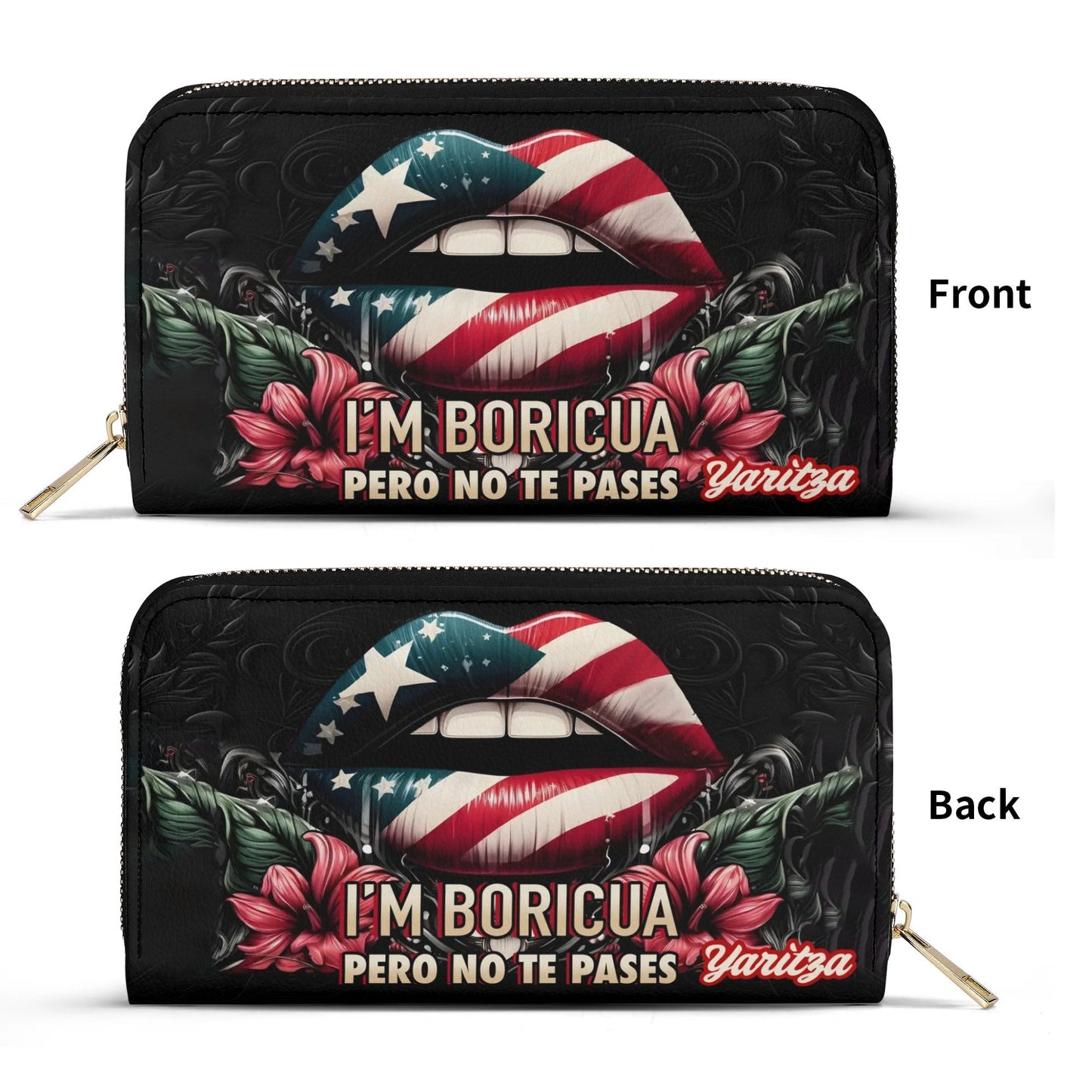 Boricua I'm nice Pero no te pases - Personalized Leather Clutch Purse PUE01C