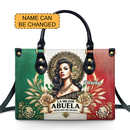 La Mejor Abuela Del Mundo - Personalized Leather Handbag - Customize Gift For Her MEX07