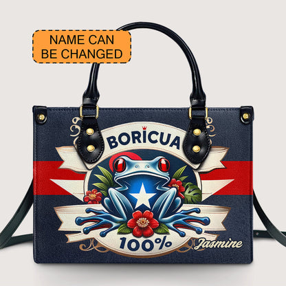 Boricua 100% - Personalized Leather Handbag - Customize Gift For Her BOR09