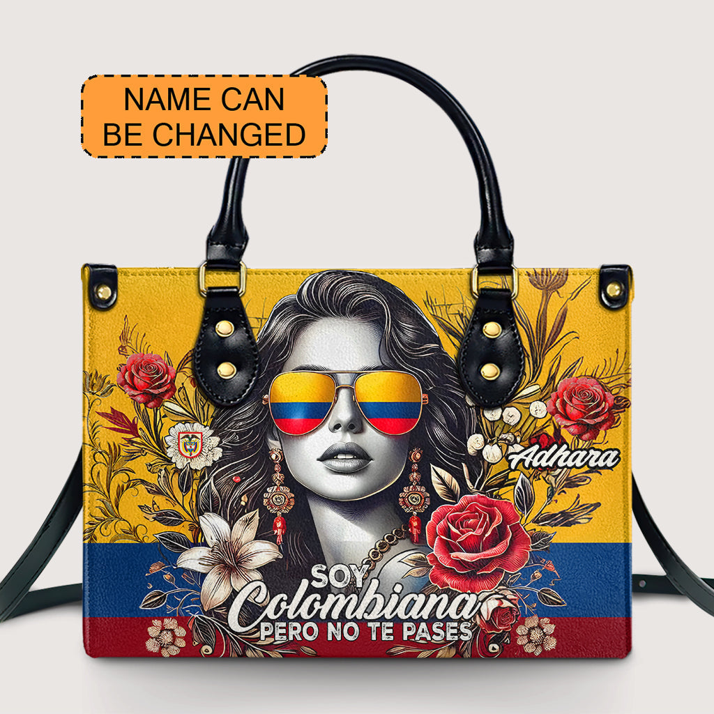 Soy Colombiana pero no te pases - Personalized Leather Handbag - Customize Gift For Her COL06