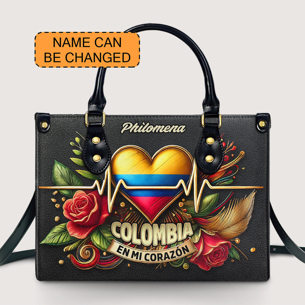 Colombia En Mi Corazón - Personalized Leather Handbag - Customize Gift For Her COL03