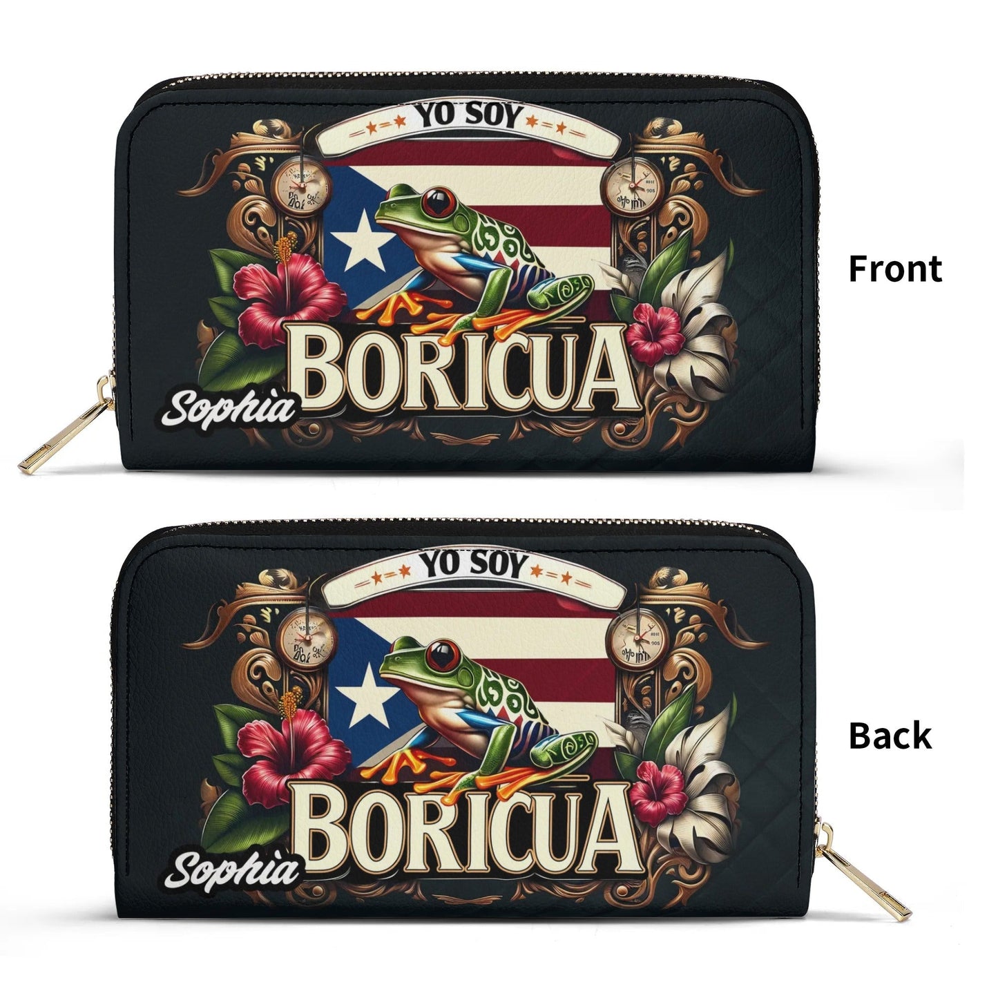 Yo soy Boricua - Personalized Leather Clutch Purse BOR06C