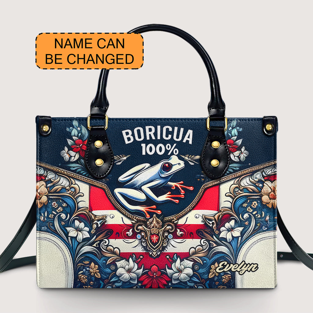 Boricua 100% - Personalized Leather Handbag - Customize Gift For Her BOR08