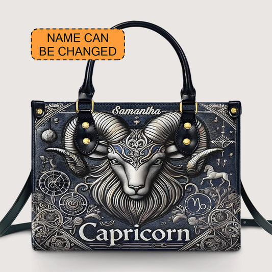 Capricorn Zodiac - Personalized Leather Handbag - Customize Gift For Her ZOD04