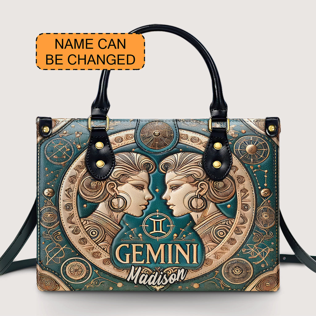 Gemini Zodiac - Personalized Leather Handbag - Customize Gift For Her