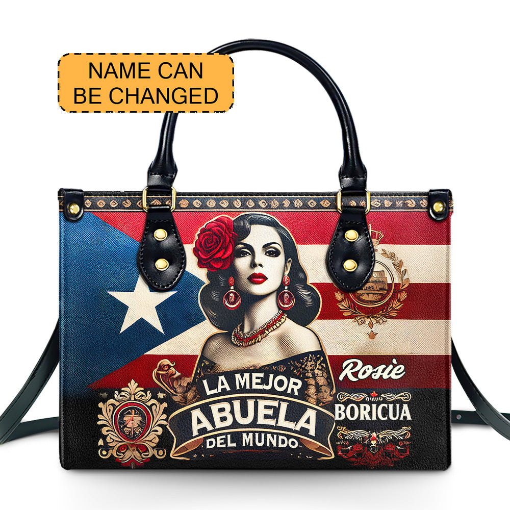 La Mejor Abuela Del Mundo - Personalized Leather Handbag - Customize Gift For Her BOR13