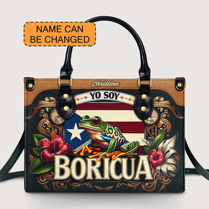 Yo soy Boricua - Personalized Leather Handbag BOR06