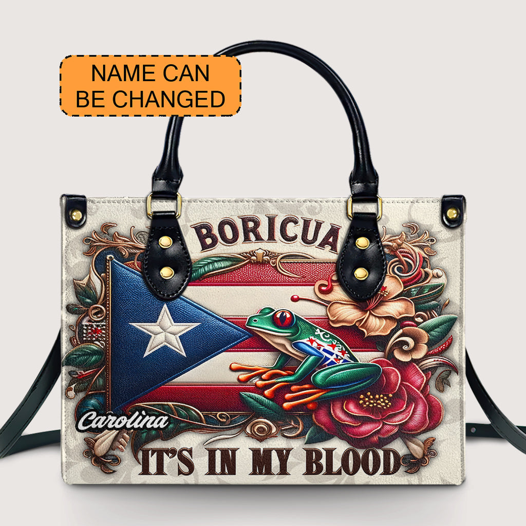 Boricua It's In My Blood - Personalized Leather Handbag - Customize Gift For Her BOR01 - OpulentPurse