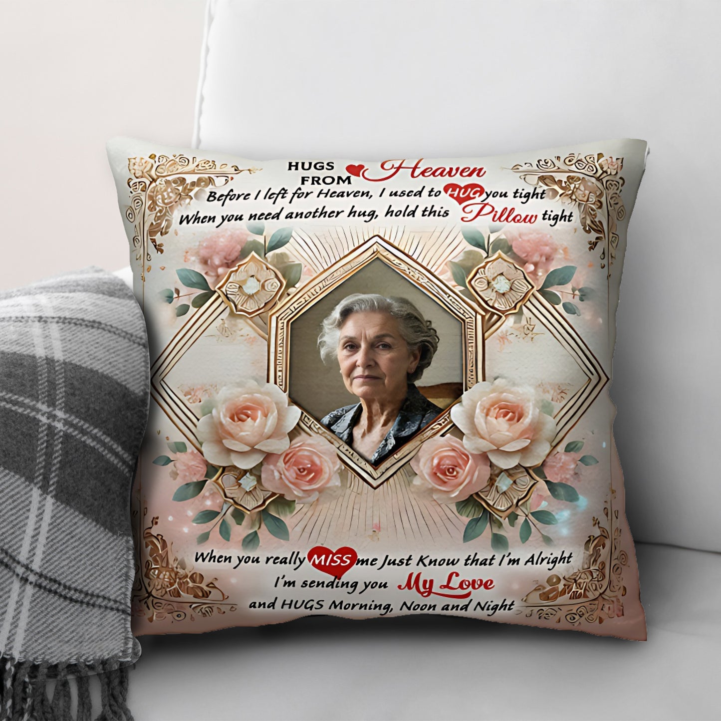 Hugs from Heaven - Personalized Throw Pillow PL05