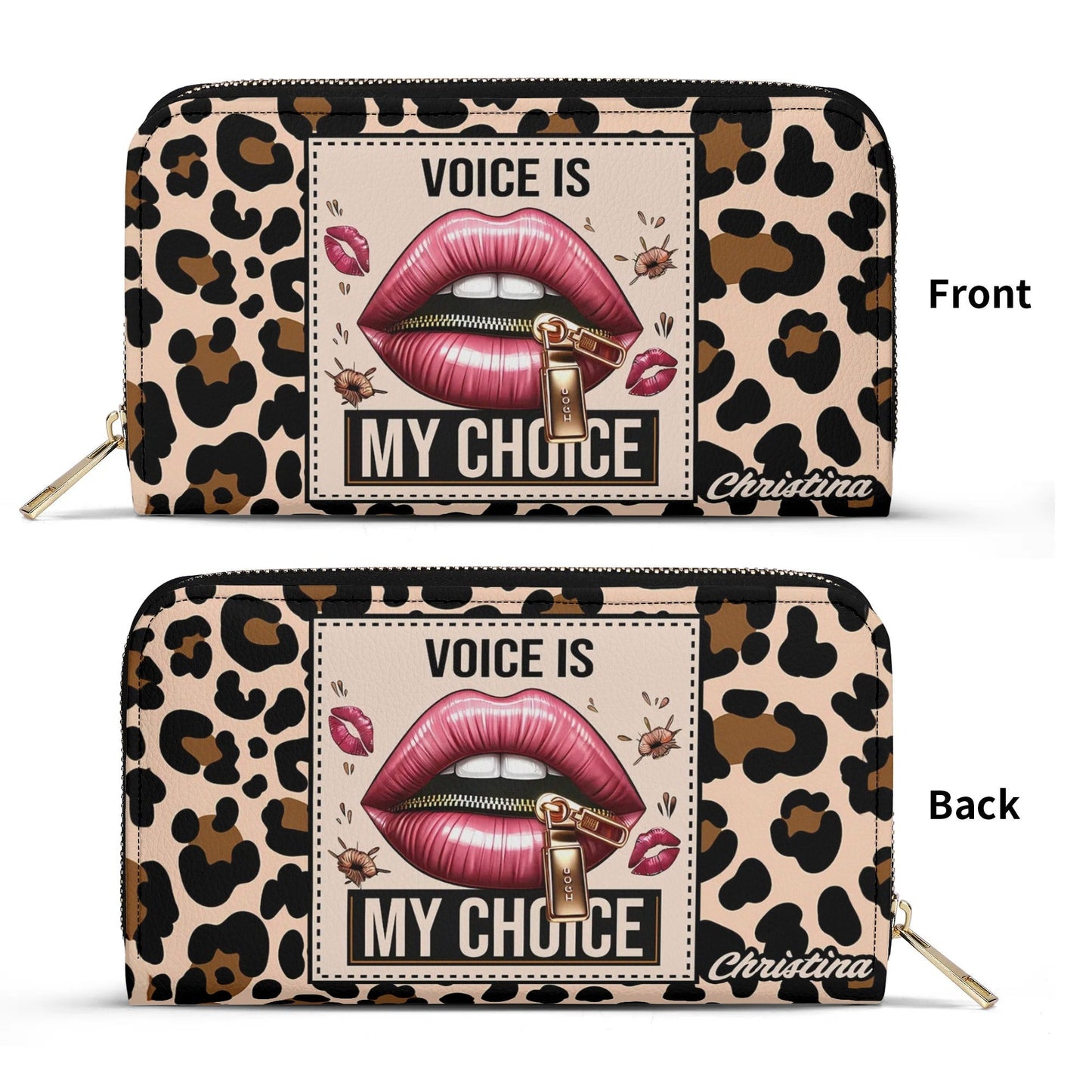 Voice is my Choice - Personalized Leather Clutch Purse LEO03C