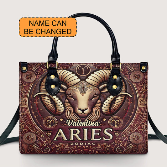 Aries Zodiac - Personalized Leather Handbag - Customize Gift For Her ZOD02