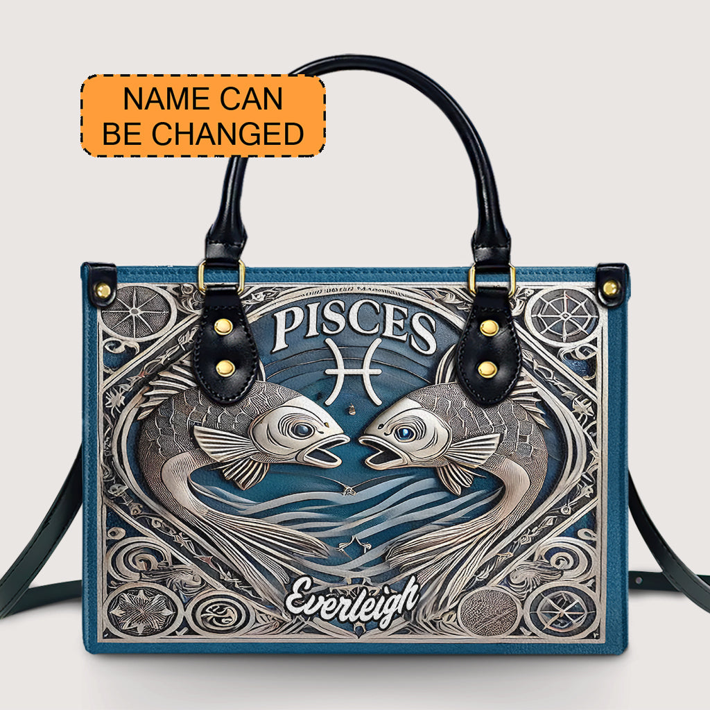 Pisces Zodiac - Personalized Leather Handbag - Customize Gift For Her ZOD08