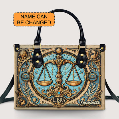 Libra Zodiac - Personalized Leather Handbag - Customize Gift For Her ZOD07