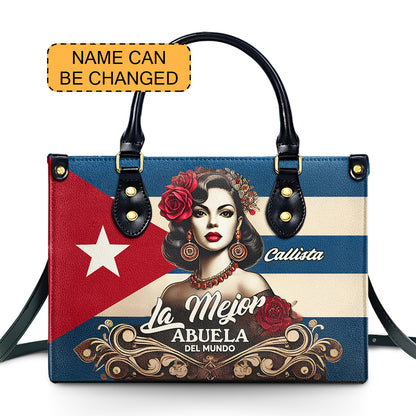 La Mejor Abuela Del Mundo - Personalized Leather Handbag - Customize Gift For Her CUB03