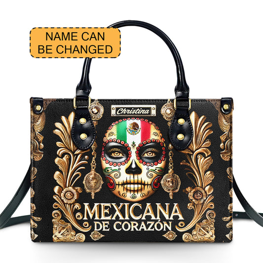 Mexicana de corazón - Personalized Leather Handbag - Customize Gift For Her MEX04