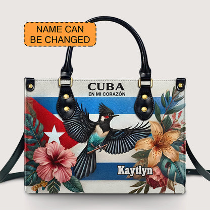 Cuba en mi Corazón - Personalized Leather Handbag - Customize Gift For Her CUB02