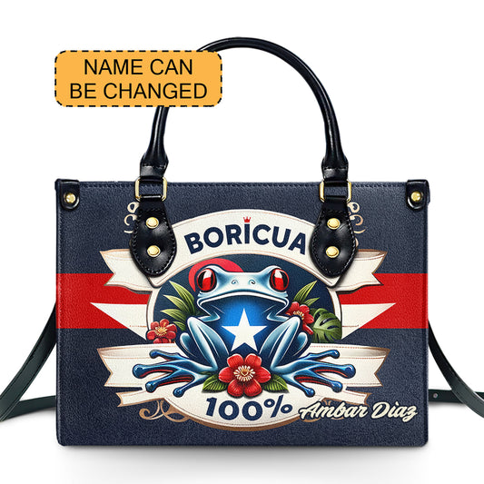 Boricua 100% - Personalized Leather Handbag - Customize Gift For Her BOR09