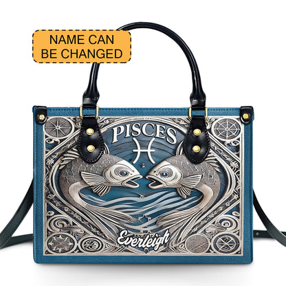 Pisces Zodiac - Personalized Leather Handbag - Customize Gift For Her ZOD08