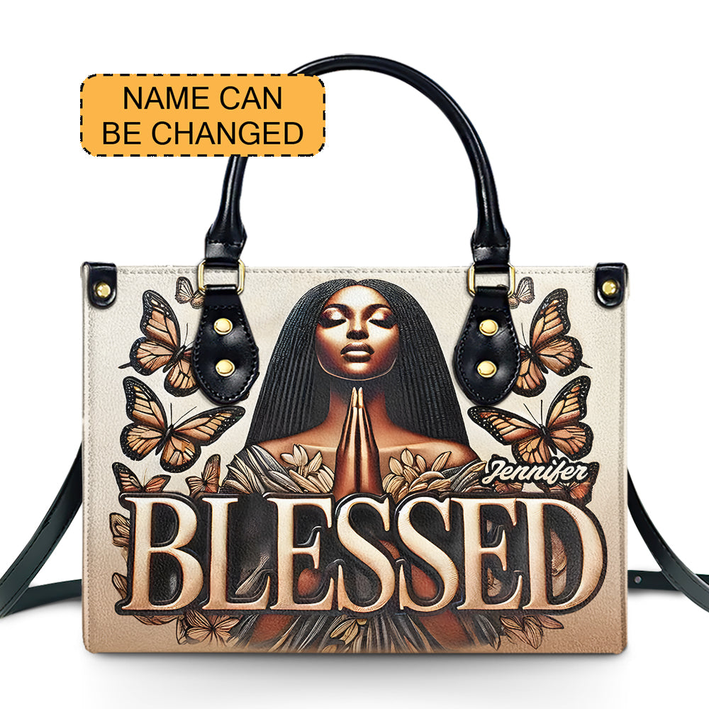 BLESSED - Personalized Leather Handbag - Customize Gift For Her CHR01