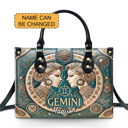 Gemini Zodiac - Personalized Leather Handbag - Customize Gift For Her ZOD05