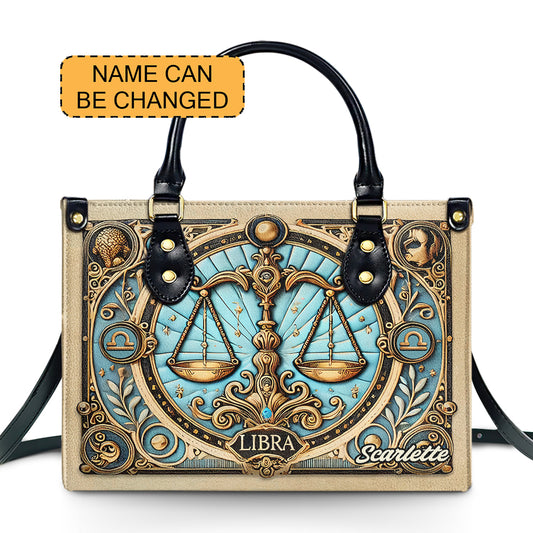 Libra Zodiac - Personalized Leather Handbag - Customize Gift For Her ZOD07