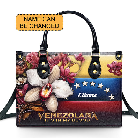 Venezolana- Personalized Leather Handbag - Customize Name VEN01