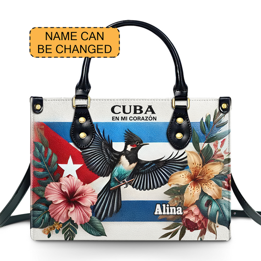 Cuba en mi Corazón - Personalized Leather Handbag - Customize Gift For Her CUB02