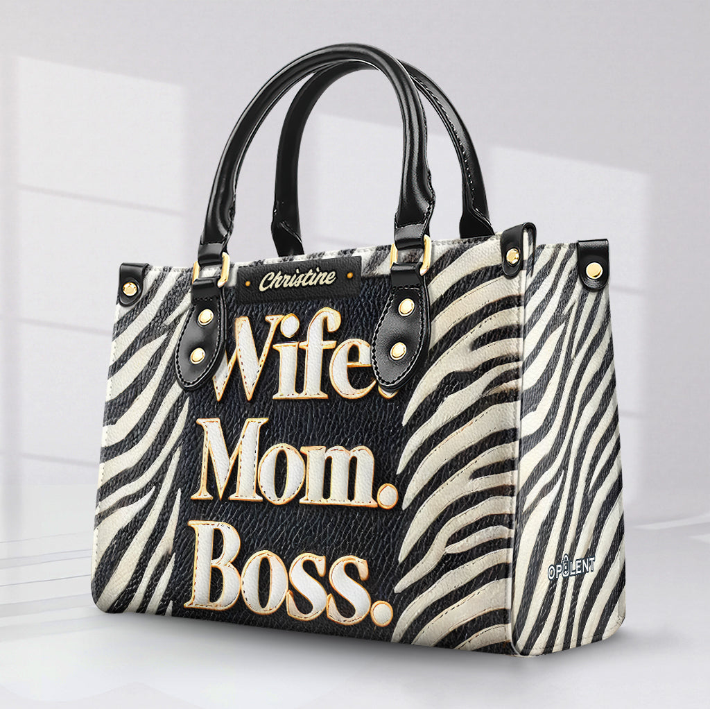 Wife Mom Boss- Personalized Leather Handbag - Customize Gift For Her WOM50