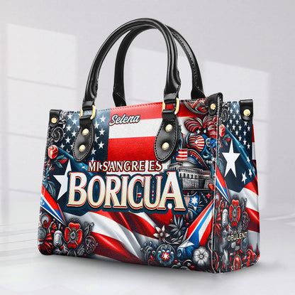 Mi sangre es Boricua - Personalized Leather Handbag - Customize Gift For Her BOR11