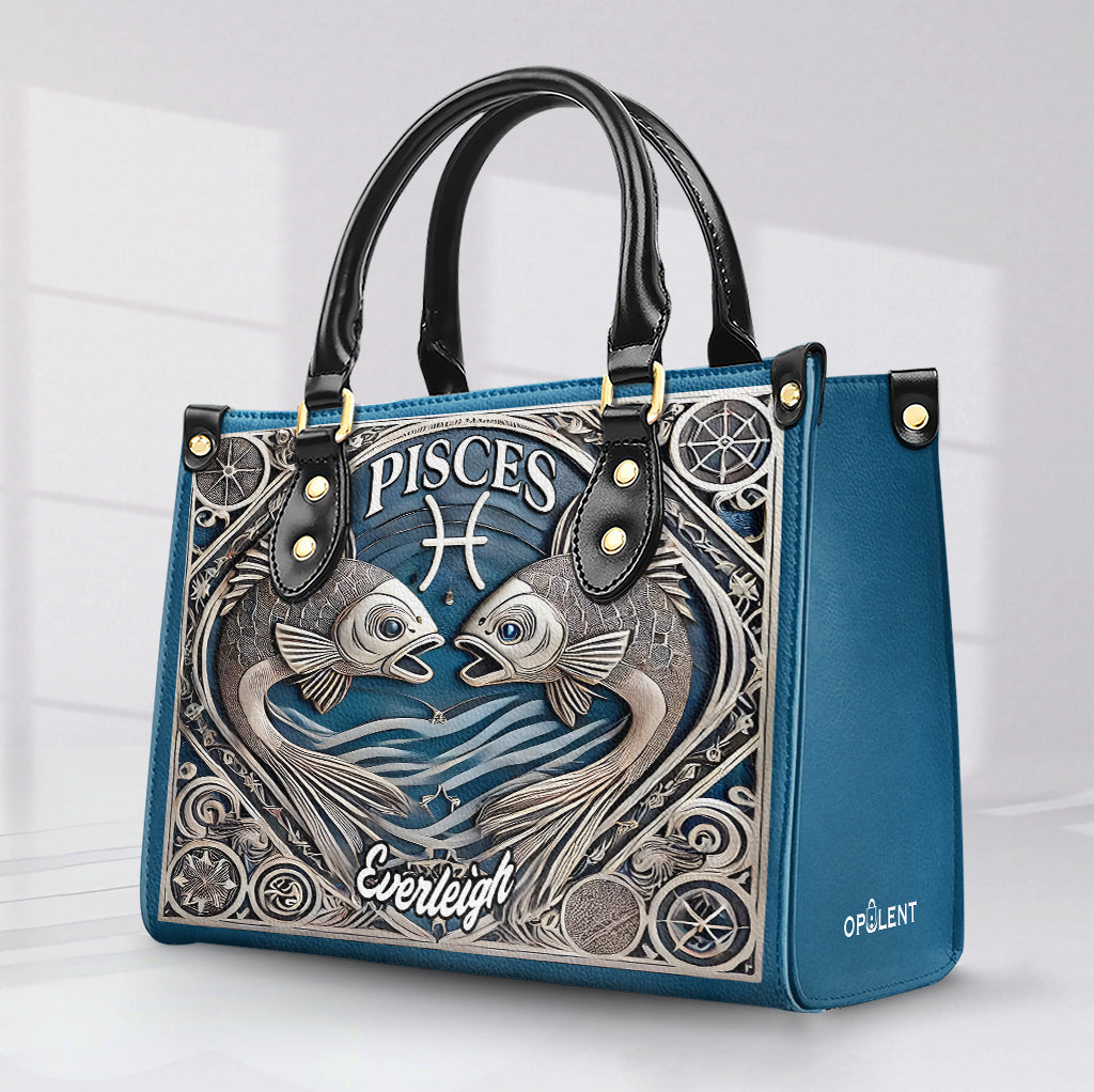 Pisces Zodiac - Personalized Leather Handbag - Customize Gift For Her ZOD08