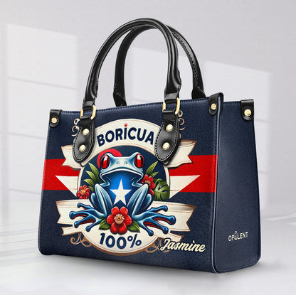 Boricua 100% - Personalized Leather Handbag - Customize Gift For Her BOR09