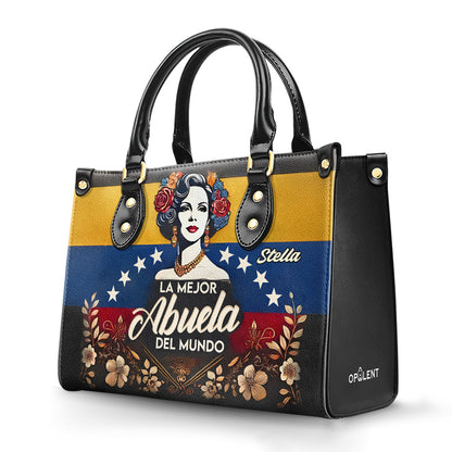 La Mejor Abuela Del Mundo - Personalized Leather Handbag - Customize Name VEN02