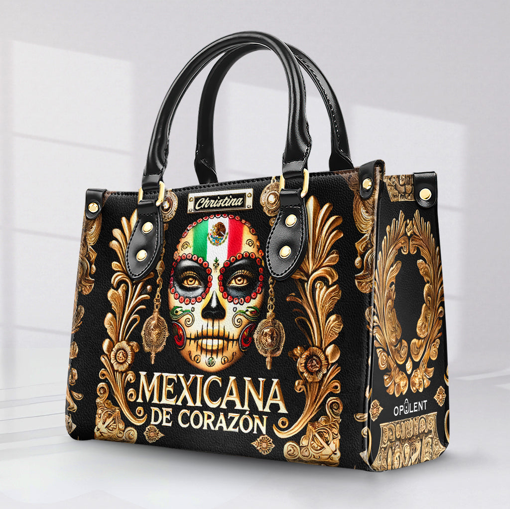 Mexicana de corazón - Personalized Leather Handbag - Customize Gift For Her MEX04