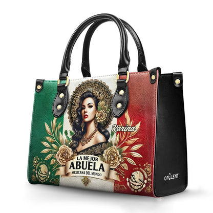 La Mejor Abuela Del Mundo - Personalized Leather Handbag - Customize Gift For Her MEX07