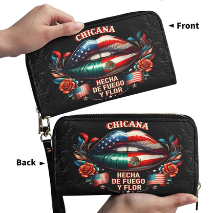 Chicana - Personalized Leather Clutch Purse MEX02C