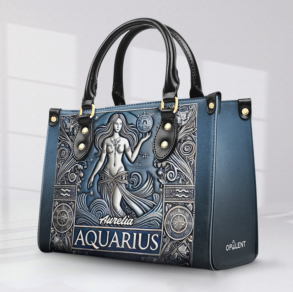 Aquarius Zodiac - Personalized Leather Handbag - Customize Gift For Her ZOD01