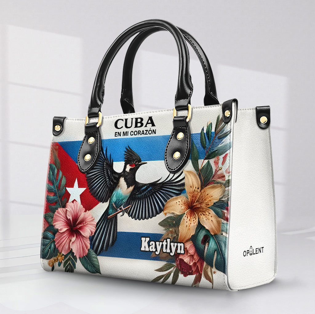 Cuba en mi Corazón - Personalized Leather Handbag - Customize Gift For Her CUB02