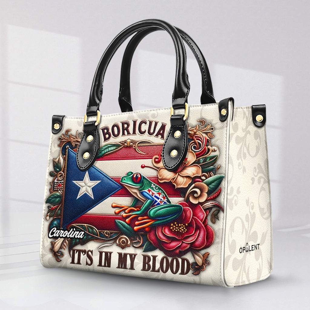 Boricua It's In My Blood - Personalized Leather Handbag - Customize Gift For Her BOR01 - OpulentPurse