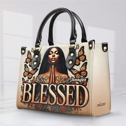 BLESSED - Personalized Leather Handbag - Customize Gift For Her CHR01