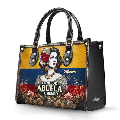 La Mejor Abuela Del Mundo - Personalized Leather Handbag - Customize Gift For Her COL07