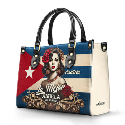 La Mejor Abuela Del Mundo - Personalized Leather Handbag - Customize Gift For Her CUB03