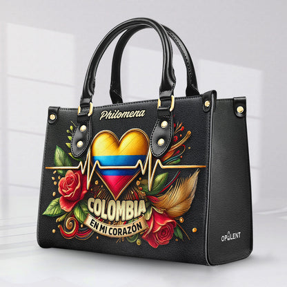 Colombia En Mi Corazón - Personalized Leather Handbag - Customize Gift For Her COL03