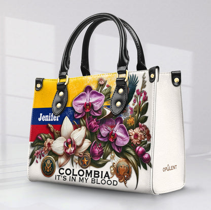 Colombia It's In My Blood - Personalized Leather Handbag - Customize Gift For Her COL01