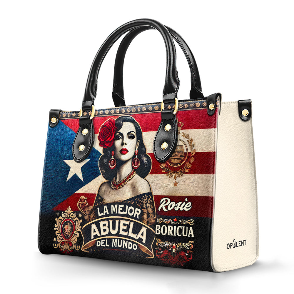 La Mejor Abuela Del Mundo - Personalized Leather Handbag - Customize Gift For Her BOR13