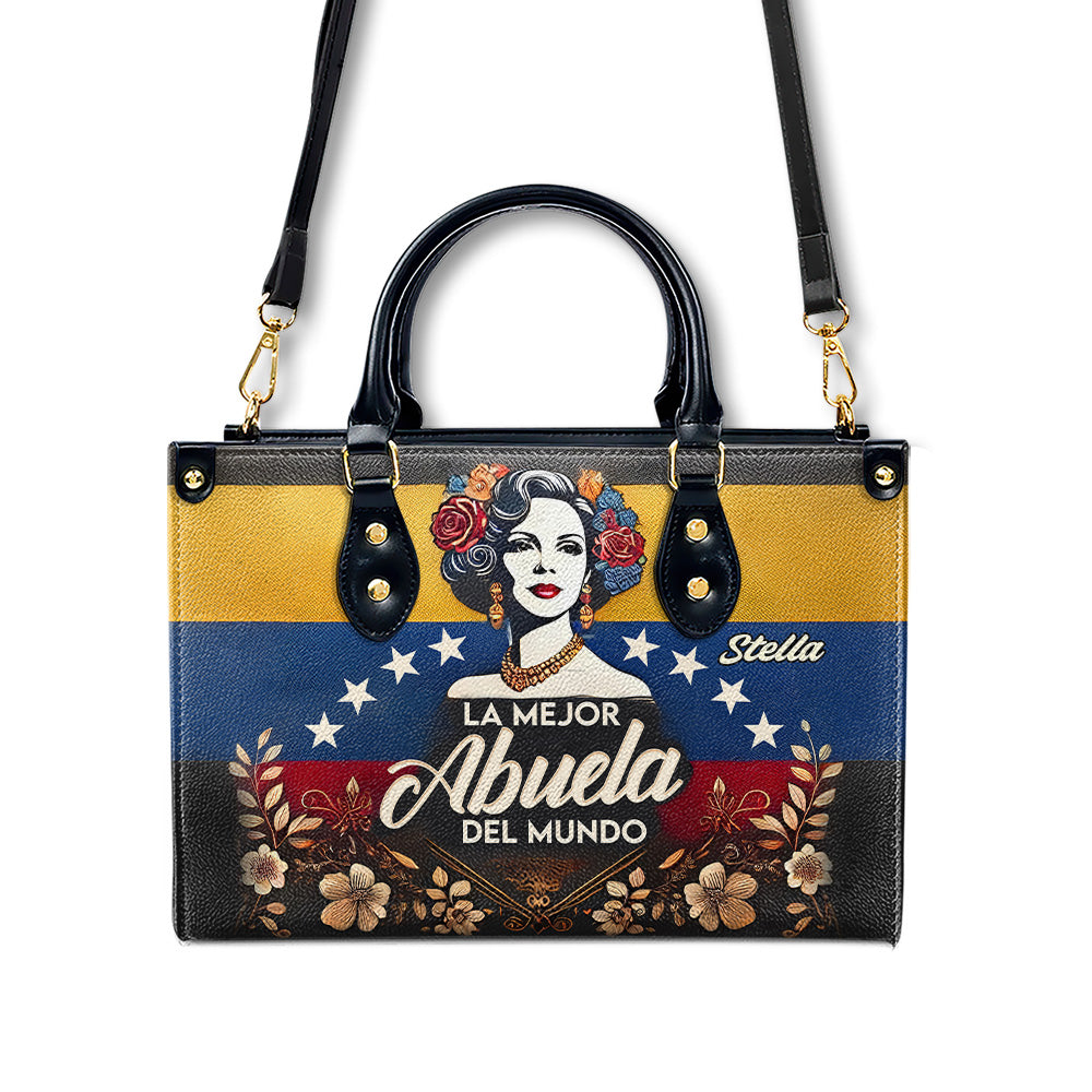 La Mejor Abuela Del Mundo - Personalized Leather Handbag - Customize Name VEN02