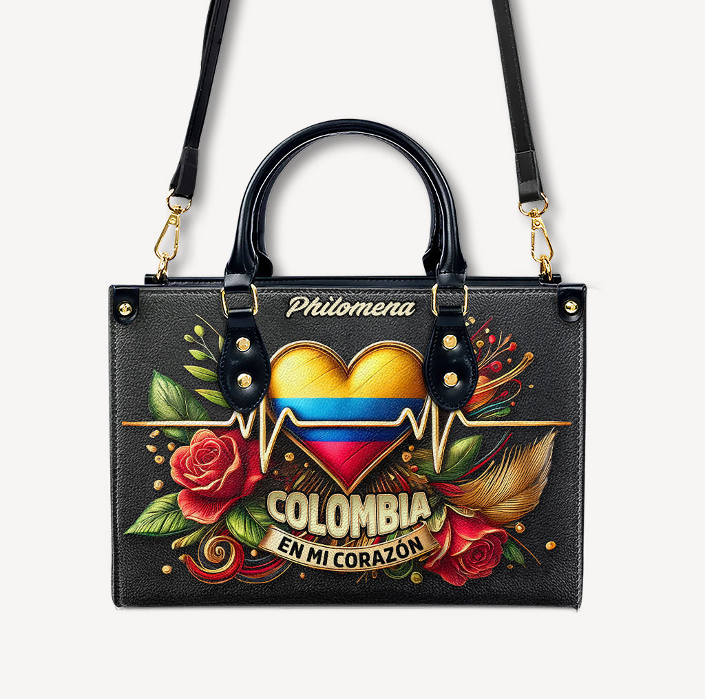 Colombia En Mi Corazón - Personalized Leather Handbag - Customize Gift For Her COL03