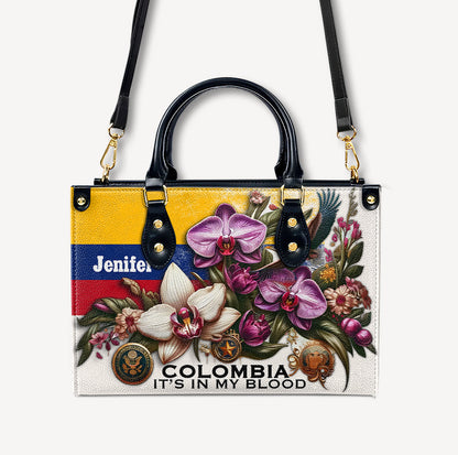 Colombia It's In My Blood - Personalized Leather Handbag - Customize Gift For Her COL01